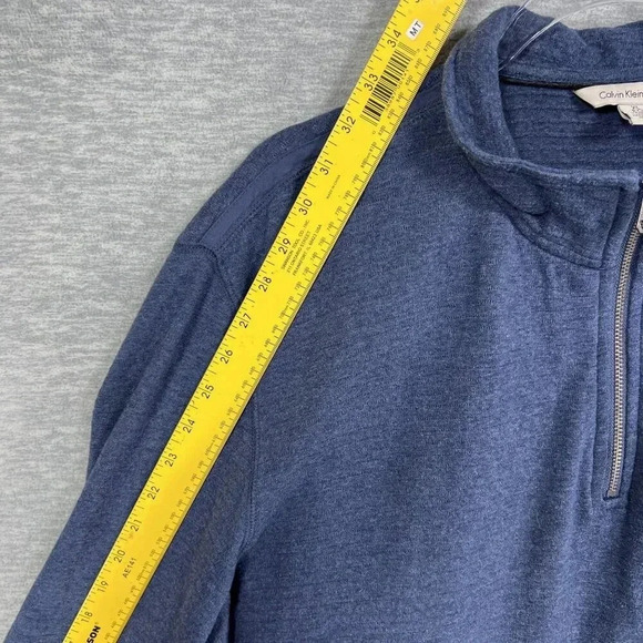 Calvin Klein Jeans Mens XL Blue 1/4 Zip Pullover Sweatshirt Minimalist Dad Wear - Picture 12 of 14